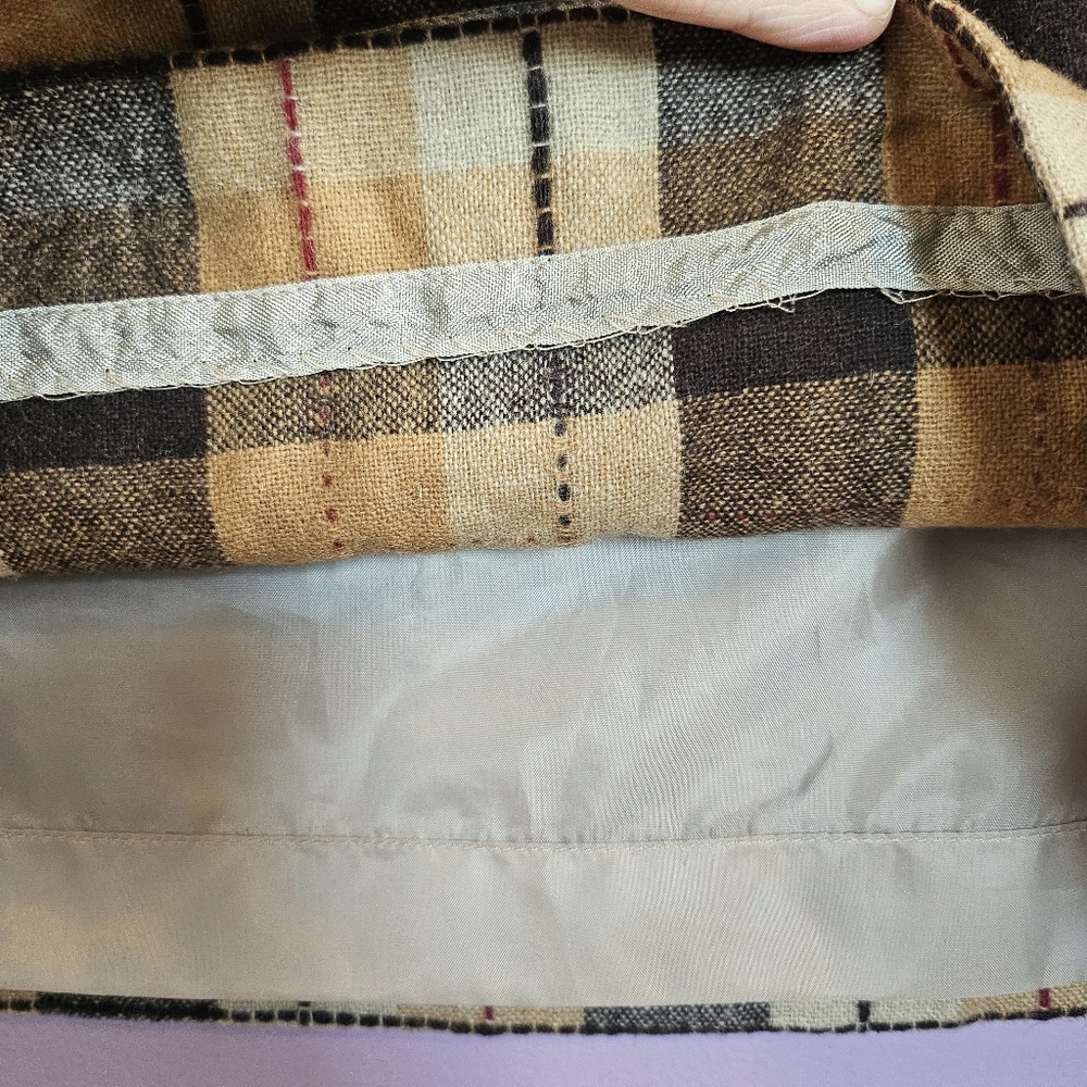 Rena Rowan Vintage Wool Blend Plaid Western Cabincore Buckled Wrap Midi Skirt - Picture 9 of 13